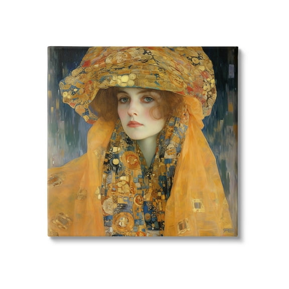 Stupell Industries Traditional Patterned Portrait Abstract Painting Gallery Wrapped Canvas Art Print Wall Art, 17 x 17