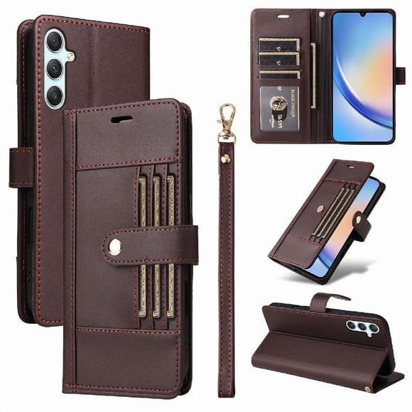 FOXDOCK Funda tipo Cartera para Samsung Galaxy A55 – Cubierta de Cuero PU con Múltiples Ranuras, Bolsillo para Efectivo y Correa de Muñeca