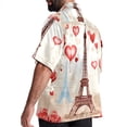 thumbnail image 3 of Eiffel Tower Valentine's Day Men's Hawaiian Shirt, Button Down Poplin Short Sleeve Casual Summer Beach Printed Unisex Shirts, 3 of 6