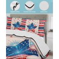 thumbnail image 3 of Twin Quilt Bedding Set, Patriotic USA Flag Reversible Summer Quilt 3 Pieces, Memorial Blue Red Freedom Lines Lightweight Bedspreads Coverlets with 2 Pillow Shams for All Seasons, 3 of 5