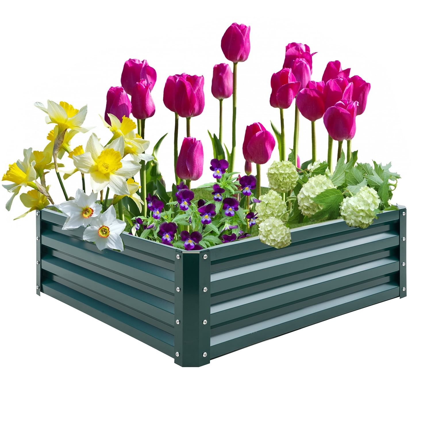 Autlaycil 3 x 3 x 1 Ft Outdoor Steel Garden Bed Box Vegetable Flower