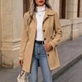 thumbnail image 7 of Edvintorg Womens Trench Coat Solid Color Long Sleeve Loose Long Jacket Turndown Collar Casual Button Down Outerwear with Pocket Woman Clothes Khaki S-2XL, 7 of 7