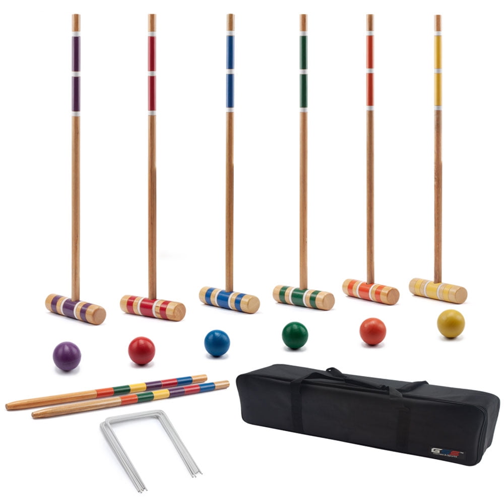 Details about   4 Player Croquet Set Portable Wooden Mallet Outdoor Lawn Sport Game Adult Kids 
