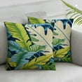 thumbnail image 2 of Décor Set of 2 Indoor Outdoor Throw Pillows cover Balmoral Opal Kiwi Green Cancun Blue Bright Tropical Palm Leaf, 2 of 6