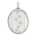 thumbnail image 1 of Beautiful Sterling Silver Rhodium-plated Butterflies 34mm Oval Locket, 1 of 2