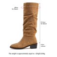 thumbnail image 5 of Womens Chunky Heel Knee High Boots Suede Round Toe Fall Winter Tall Boots Brown 9.5(43), 5 of 9