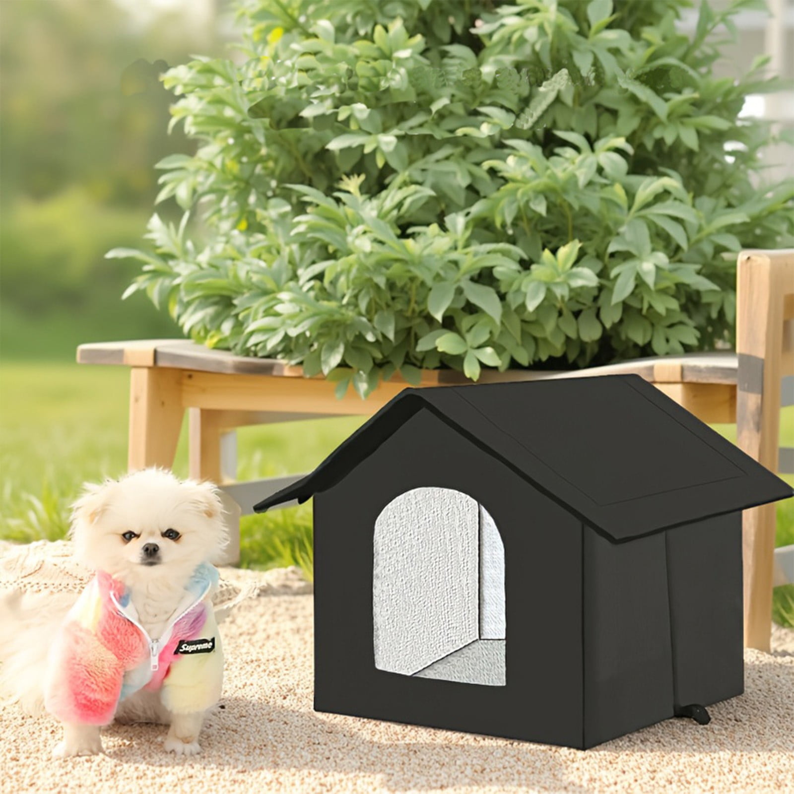 Waterproof Pet House under $5! CQCYD Waterproof Outdoor Dog House with Insulation - Foldable Aluminum Foil Kennel Bed for Small Medium Large Dogs Cats