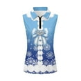 thumbnail image 5 of Yuyamidu Snowflake Golf Shirts for Women Collared Tennis Shirt Blue Bow Sleeveless Golf Top Outfits with 1/4 Zipper, Size XL, Christmas Daily Wear Clothing, 5 of 8