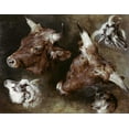 thumbnail image 2 of Landseer, Sir Edwin 18x15 Gold Ornate Wood Framed with Double Matting Museum Art Print Titled - Heads of Sheep and Cattle, 2 of 4