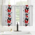 thumbnail image 3 of Farmhouse Butterflies Window Short Curtains 63 Inch Length, Red Black Butterfly on Wood Rod Pocket Window Treatment Kitchen Drapes for Bedroom, Cafe, Living Room, 2 Panels, 52 W x 63 L, 3 of 5