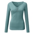 thumbnail image 5 of Blusa de camiseta con cuello redondo y manga larga suelta de color sólido para mujer Pompotops gfhjh9831, 5 of 5