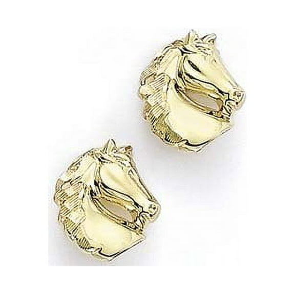 14k Yellow Gold Horsehead Post Earrings - 2.1 Grams