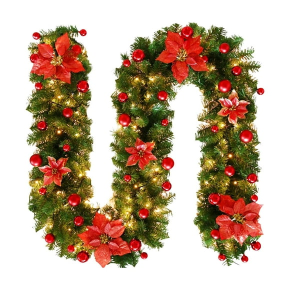 Installed Christmas Wreath with LED Lights Battery Powered Indoor Outdoor Holiday Decoration