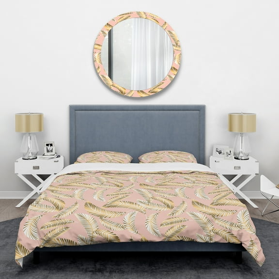 Designart 'Golden Foliage IV' Mid-Century Modern Duvet Cover Set