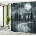 thumbnail image 5 of Ambesonne Horror House Shower Curtain, Moonrise Scenery, 69"Wx84"L, Grey, 5 of 5