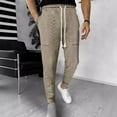 thumbnail image 2 of YUELONGHU Adult Men Casual Pants Mens Cargo Pants Baggy 2026 Autumn and Winter Men's Casual and Comfortable Solid Color Jacquard Drawstring Straight Leg Leg Leg Pants, 2 of 9