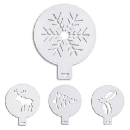 

DISHAN 4Pcs/Pack Coffee Decorating Mold Christmas Series Pattern Reusable Coffee Foam Spray Stencils for Kitchen Use