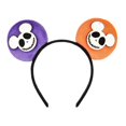 thumbnail image 1 of Diadema con orejas de ratón para Halloween, diseño de calabaza, fantasma, calavera, manzana venenosa, lazo brillante, disfraz para mujer (ratón fantasma morado y naranja), 1 of 1