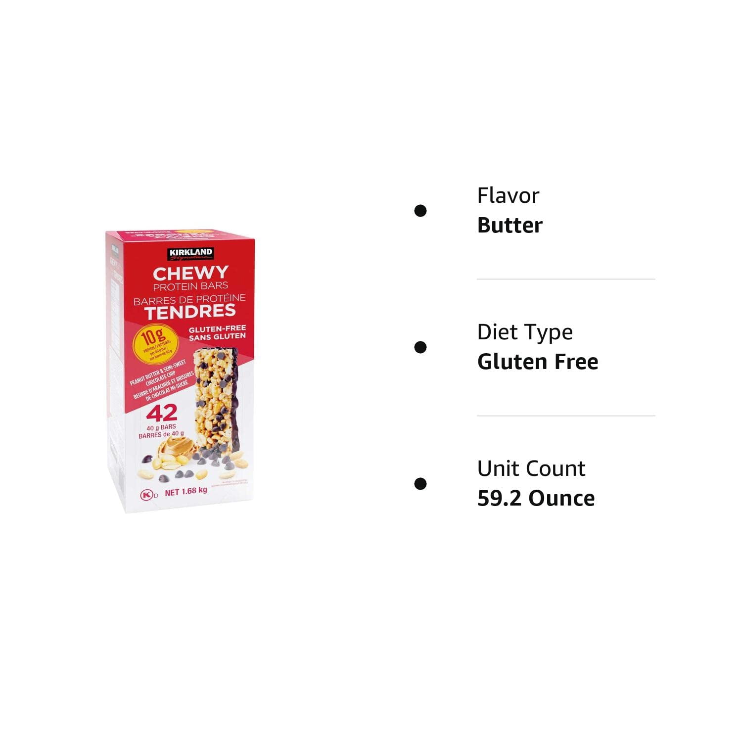 Kirkland Signature Chewy Protein Bars 1.41 Ounce (Pack of 42)