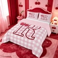 thumbnail image 2 of meiyoeat Pink 3D Cartoon Initial R Full Size Comforter SetsLovely Bowknot Cherry Bedding Comforter Set For Girl,Pink Reversible,3-Piece,1 Comforter and 2 Pillowcases, 2 of 7