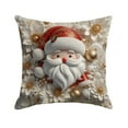 thumbnail image 2 of Christmas Linen Pillow Cover 17.7x17.7, 3D Santa Reindeer Print - Elegant White Red Gold Cushion Cover, High-End Sofa Bedroom Decor, Pairs with Christmas Tree Gold Ornaments, 2 of 6