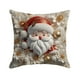thumbnail image 2 of Funda de cojín navideña de lino | Funda de cojín para sofá de 45 x 45 cm | Estampado 3D de Papá Noel, reno, muñeco de nieve y árbol | Decoración en rojo, blanco y dorado, 2 of 5