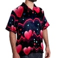thumbnail image 2 of Valentine's Day Love ECG Men's Short Sleeve Button Down Hawaiian Beach Printed Casual Shirts, 2 of 6