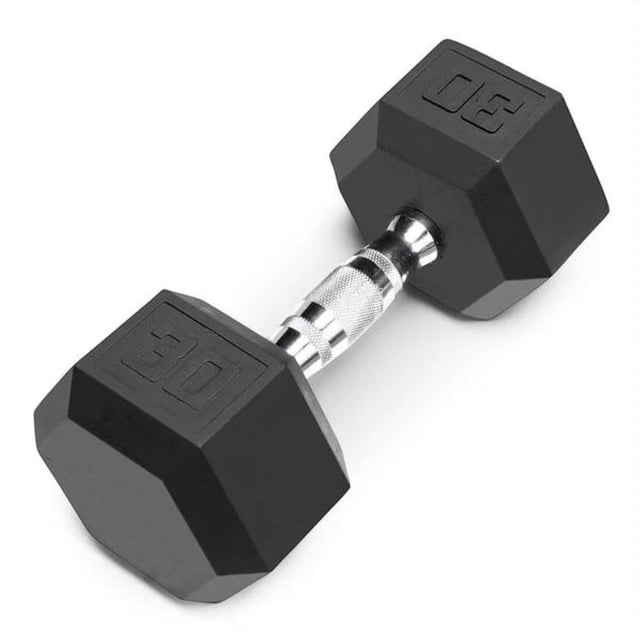 Haltère Hexagonal de 30 Lb en Caoutchouc avec Poignée Moletée Profilée de Apex Barbell