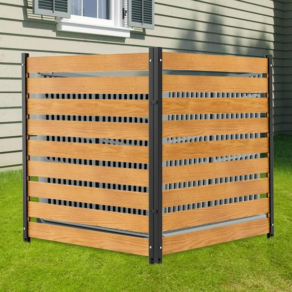 Slsy Air Conditioner Fence, 2-Panel Pool Equipment Enclosure, 36" W x 44" H Privacy Screens Fence Panels with Metal Stakes, Wood Trash Can Fence Privacy Fence Panel for Outside