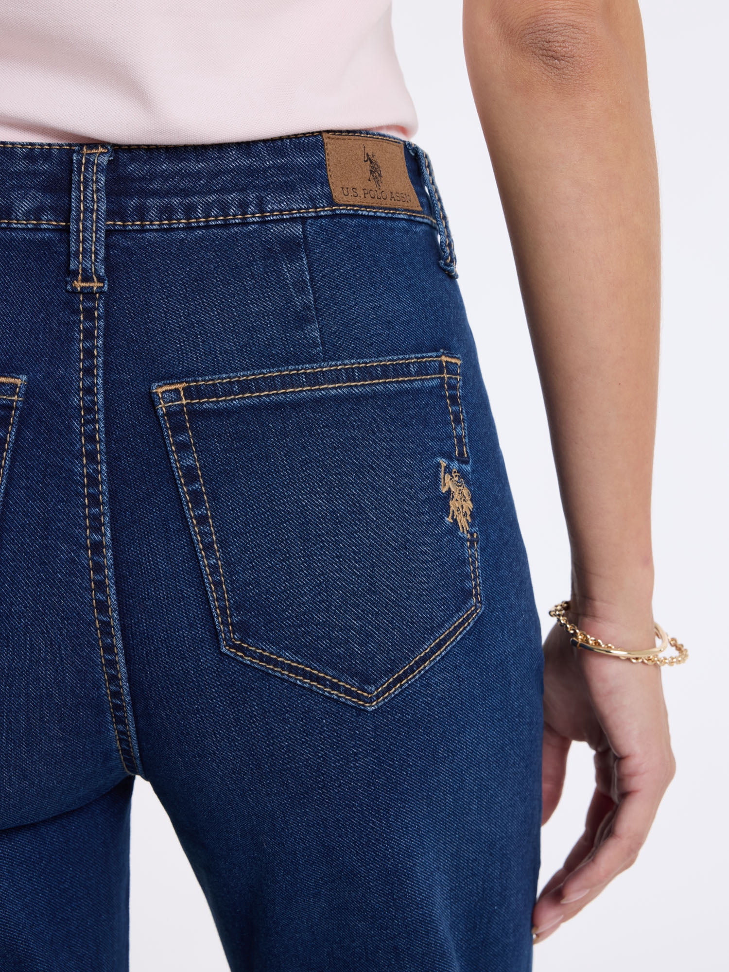 U.S. Polo Assn. Women's Patch Pocket Flare Knit Denim Jeans