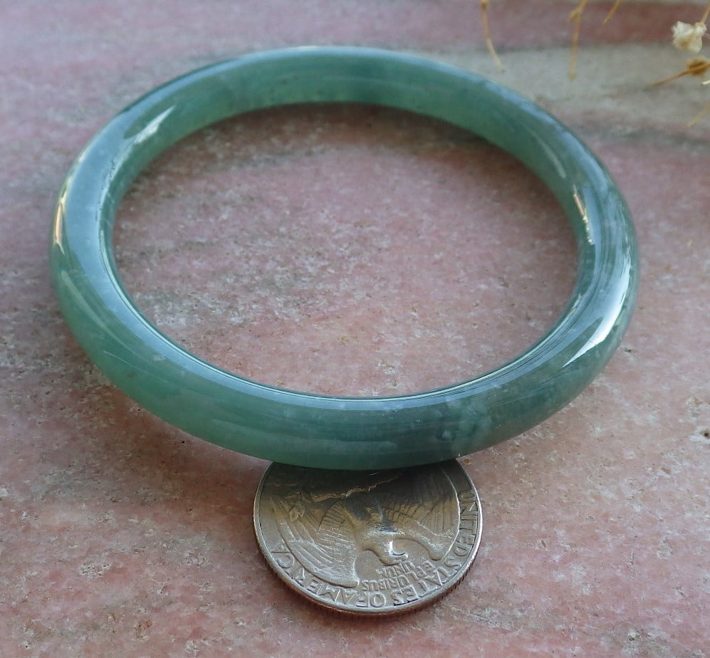 Icy Green Natural A JADE Jadeite Circle Bangle Bracelet 58 mm 683887 TN