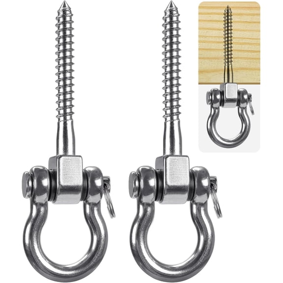 Set of 2 Permanent Antirust 304 Stainless Steel Screw Bracket Heavy Duty 180° Swing Hangers, 1800LB Capacity Playground Yoga Hammock Rope Tire Web Chair Sandbag Punching Bag Porch Swing Sets