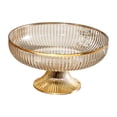 thumbnail image 4 of Frutero con pedestal, cesta de frutas, decoración, elegante huevera, ensaladera, aperitivos, fruta. Borde áureo ámbar, 4 of 9
