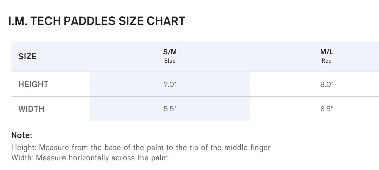speedo hand paddles size guide