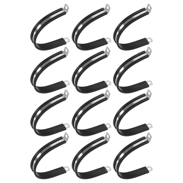 Uxcell 12 Paquete de Abrazaderas de Cable 60 mm Acero Inoxidable 304 Goma Forma R para Tubo