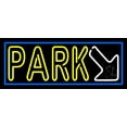 thumbnail image 1 of Double Stroke Park With Arrow And Blue Border LED Neon Sign 13 x 32 - inches, Clear Edge Cut Acrylic Backing, with Dimmer - Bright and Premium built indoor LED Neon Sign for Bar decor., 1 of 7