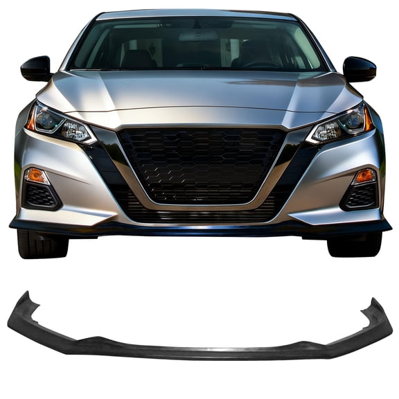 Ikon Motorsports Front Bumper Lip, Compatible with 2019-2022 Nissan Altima IKON CS Style Unpainted Black PU Poly Urethane Air Dam Chin Spoiler Protector Splitter 1PC