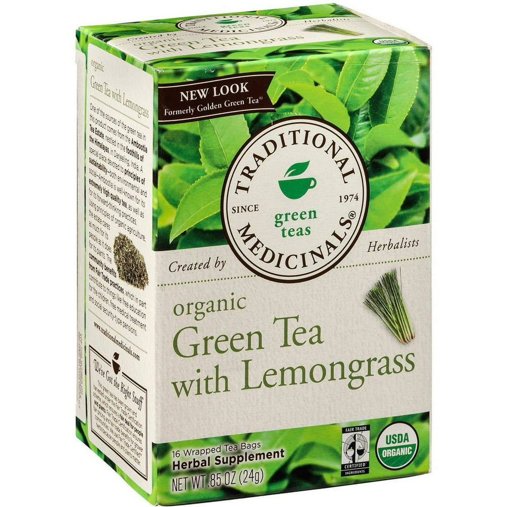 Traditional Medicinals Organic Green Tea with Lemongrass Herbal Supplement, 16 count, .85 oz