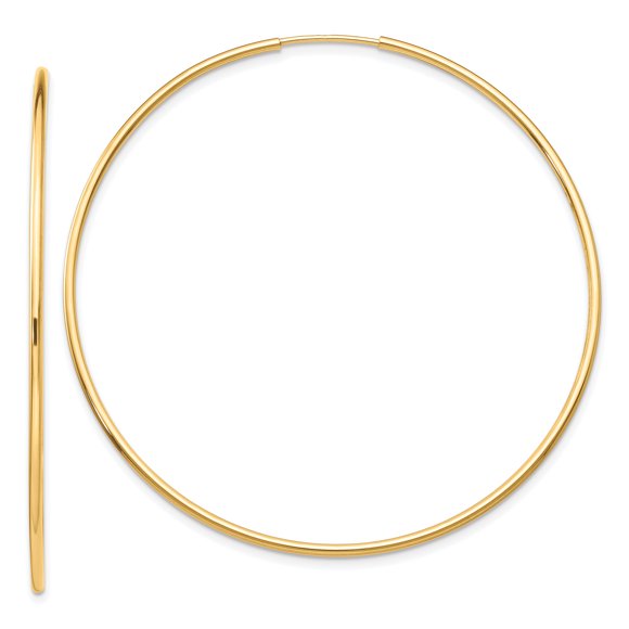 10k Yellow Gold Endless Tube Hoop Earrings Round