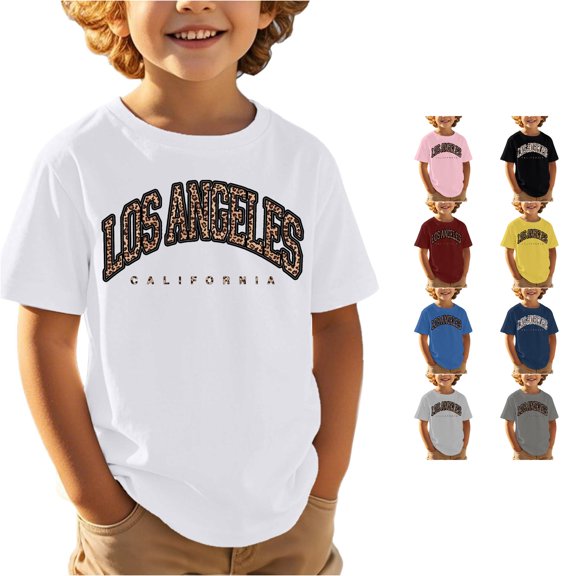 Boys Girls Printed Casual Sports Top Comfortable Loose Fit Cute Short Sleeved T Shirt Children Activewear Kids Loose Fit Basic Tees