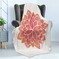 thumbnail image 4 of Floral Soft Flannel Fleece Throw Blanket, Lotus Flower Illustration Japanese East Blossom Art, Cozy Plush for Indoor and Outdoor Use, 50" x 70", Coral White and Salmon, by Ambesonne, 4 of 5
