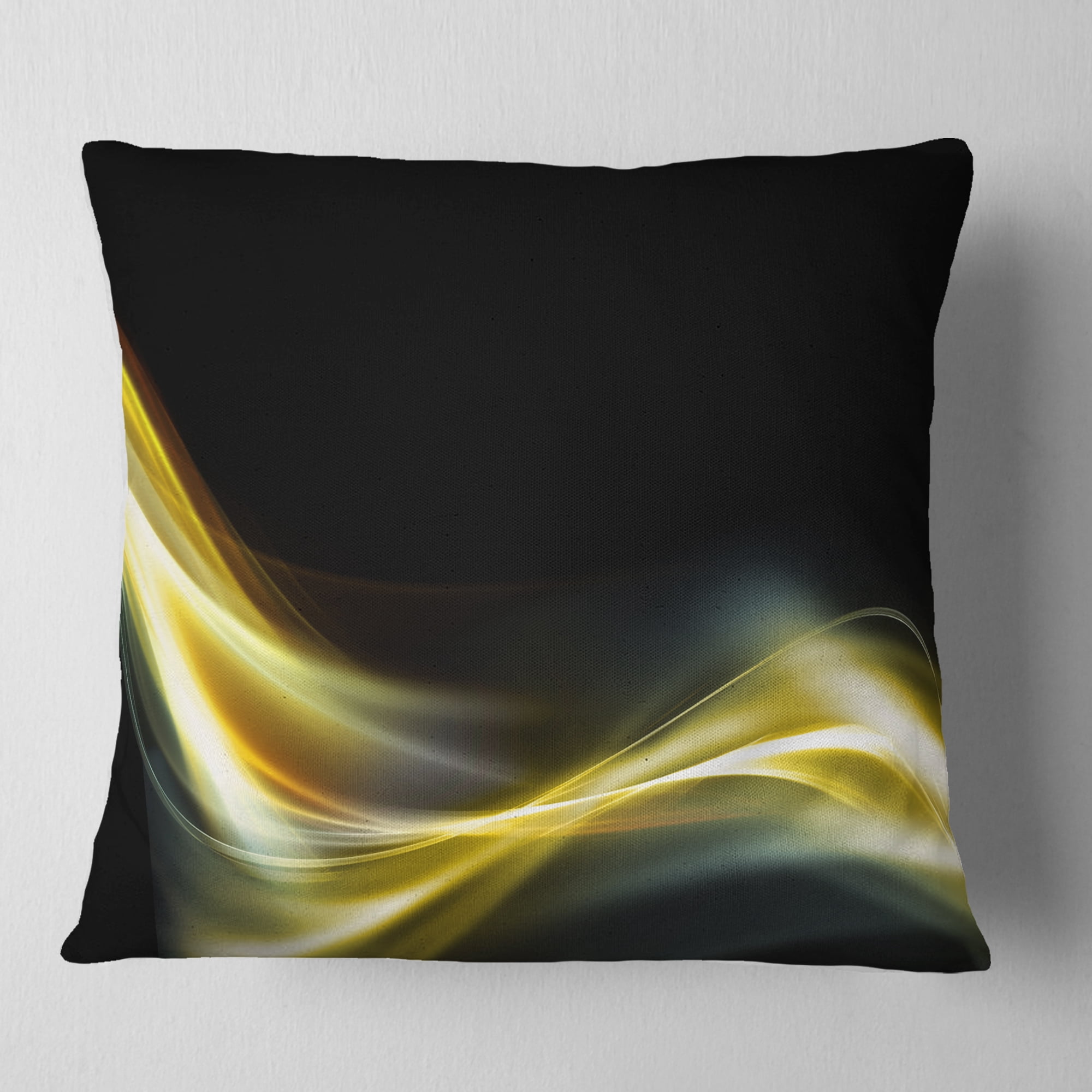 Designart Gold in Black Upward Lines - Abstract Throw Pillow - 18x18
