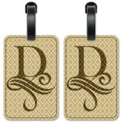 Letter "D" Monogram - Luggage ID Tags / Suitcase Identification Cards - Set of 2