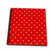 3dRose Red and white polka dot pattern - small minnie dots - stylish retro dotty spotty cute classic - Mini Notepad, 4 by 4-inch
