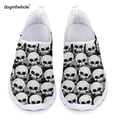 thumbnail image 1 of Doginthehole - Zapatillas deportivas de diseño con calaveras blancas para mujer, calzado informal sin cordones de malla para exteriores, mocasines cómodos para mujer, 1 of 5