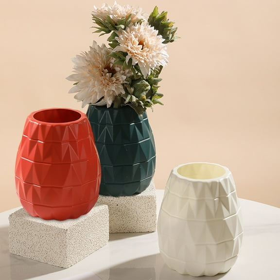 Dmlowu Vase Imitation Glazed Flower Vase, Shatterproof Plastic Small Vase, Lightweight Aesthetics Vases for Centerpieces Holiday Halloween Thanksgiving Christmas Decorations, 4.3x6 Inch
