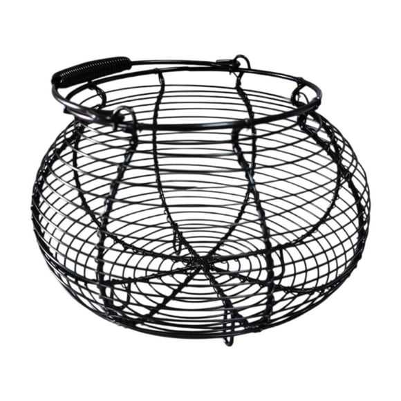 Cesta de alambre para huevos, soporte para huevos con asa, contenedor de almacenamiento para cocina, cesta para recoger huevos, para alimentos, Negro
