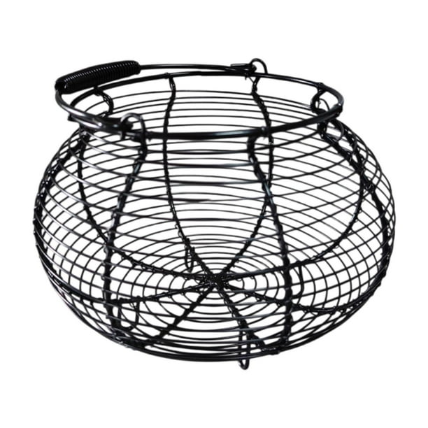 Cesta de alambre para huevos de gallina, redonda, para recoger huevos de pato, gallina y ganso. Negro