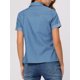 thumbnail image 4 of Blusa vaquera de cambray con cuello de manga corta y botones para mujer Azul M, 4 of 4