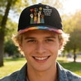 thumbnail image 3 of AZXY Imagine Peace Gesture Embroidered Baseball Cap, Tie-Dye Brim Casual Unisex Hat for Daily Streetwear and Vacation, Black, 3 of 6